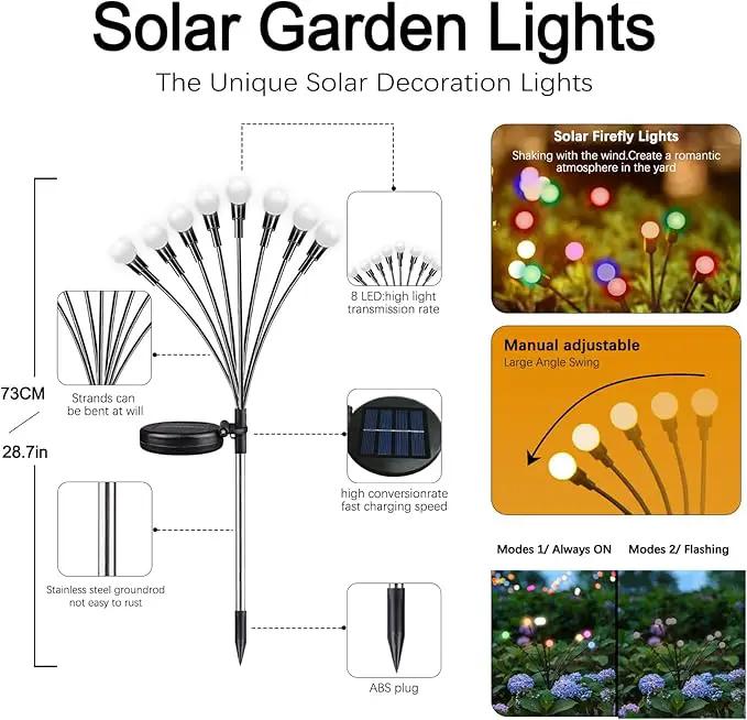 Multicolour-2Pack 16LED Firefly Multicolour Changing Lights,Garden Solar Lights Outdoor Decorative,Yard Waterproof Solar (Multicolour-2pcs) by GreenHaven Gardens