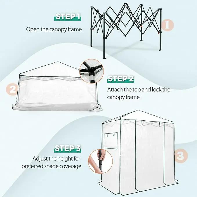 EAGLE PEAK 6x4 Portable Walk-in Greenhouse, Pop-up Indoor Outdoor Garden Green House, Zippered Door and Windows, PE Cover, White by GreenHaven Gardens