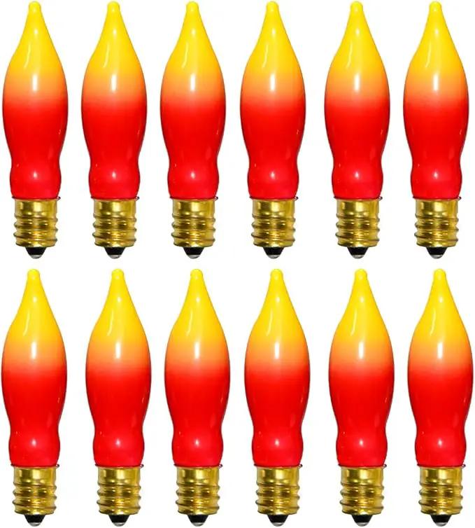 12 Pack C7 Replacement Bulbs E12 Candelabra Bulb - Red Yellow Incandescent Light Bulbs, Perfect as Halloween Christmas Light Bulbs, Candle Light Bulbs, 7 Watt, E12 Base by GreenHaven Gardens