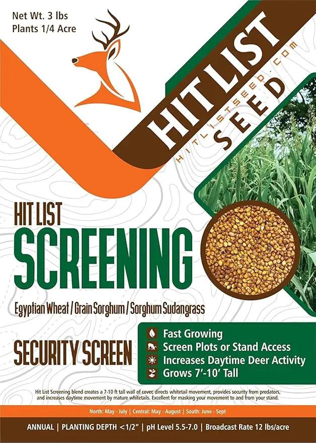 Screening Food Plot Seeds for Deer - Annual Mix - Egyptian Wheat, Sorghum (Grain/Sudangrass) - Spring, Summer & Fall Planting - 3 lbs by GreenHaven Gardens