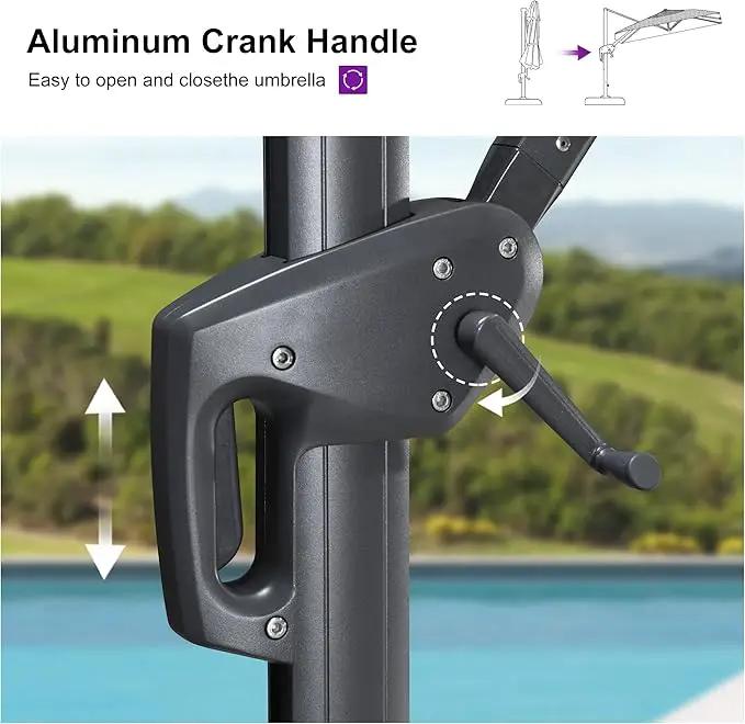 PURPLE LEAF 8' X 10' Left-right Tilting Outdoor Patio Umbrella Swivel Offset Cantilever Heavy Duty Rectangle Aluminu Umbrella with UV Resistant for Deck Pool Patio Backyard, Pebble Grey by GreenHaven Gardens