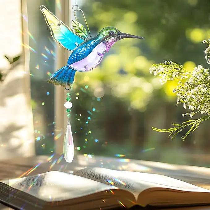 WEISIPU Crystal Suncatchers for Windows - Hummingbird Crystal Ball Prisms Hanging Crystals Ornament for Home Garden Office Wedding Christmas Decoration-Hummingbird by GreenHaven Gardens