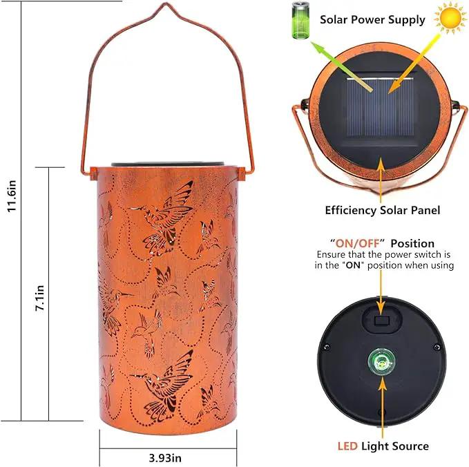 Solar Lanterns Outdoor Hanging Hummingbird Decor Lantern,Waterproof Hollow Out Metal Decorative Garden Light,Graceful Decoration for Patio,Yard,Landscape,Walkway,Festival by GreenHaven Gardens