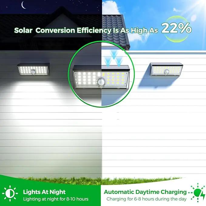 JSOT Solar Lights Outdoor, 4 Modes Solar Motion Sensor Lights Outdoor Waterproof I P65, 4Pack Ultra Bright Wall Security Lighting for Yard Garage Front Door Garden - Cool White by GreenHaven Gardens