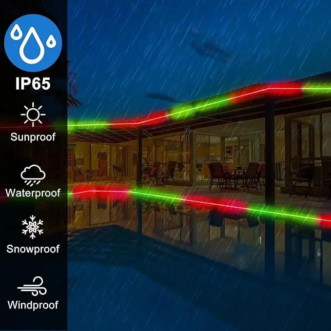 Christmas Rope Lights Outdoor, 50Ft 600 LED Red and Green String Lights, Waterproof Tube Light Plug in 8 Modes Timer Memory, Permanent Christmas Lights for Tree Fence Yard House Decorations by GreenHaven Gardens