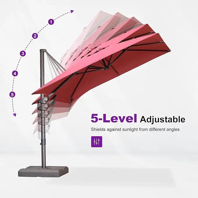 PURPLE LEAF 10 Feet Patio Cantilever Umbrella Square Outdoor Umbrella with 360° Rotation and Aluminum Offset Hanging for Garden Backyard Pool, Terra by GreenHaven Gardens