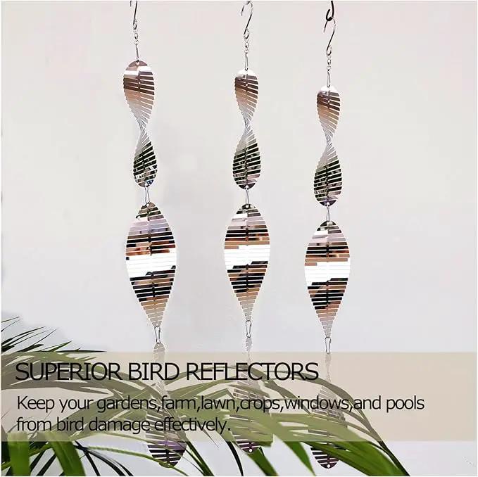 Metal Bird Scare Discs Set-Highly Reflective Double-Sided Bird Reflectors,Extra Sparkly Wind Spinners Outdoor Garden Decor, Bird Devices Deterrent to Scare Birds Away from Yard Patio Farm by GreenHaven Gardens