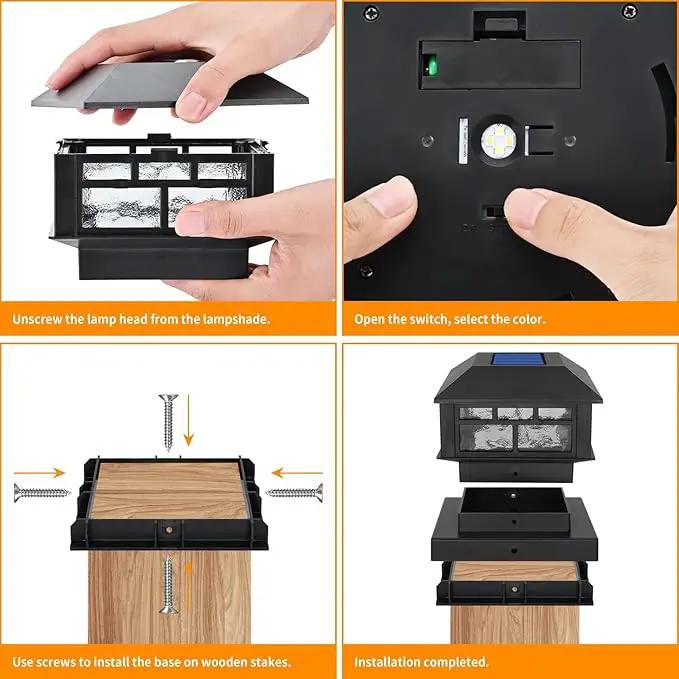 Solar Post Cap Lights Fit 3.5x3.5 4x4 5x5 Wood Posts Black Fence Post Light Solar Powered 12 Packs by GreenHaven Gardens