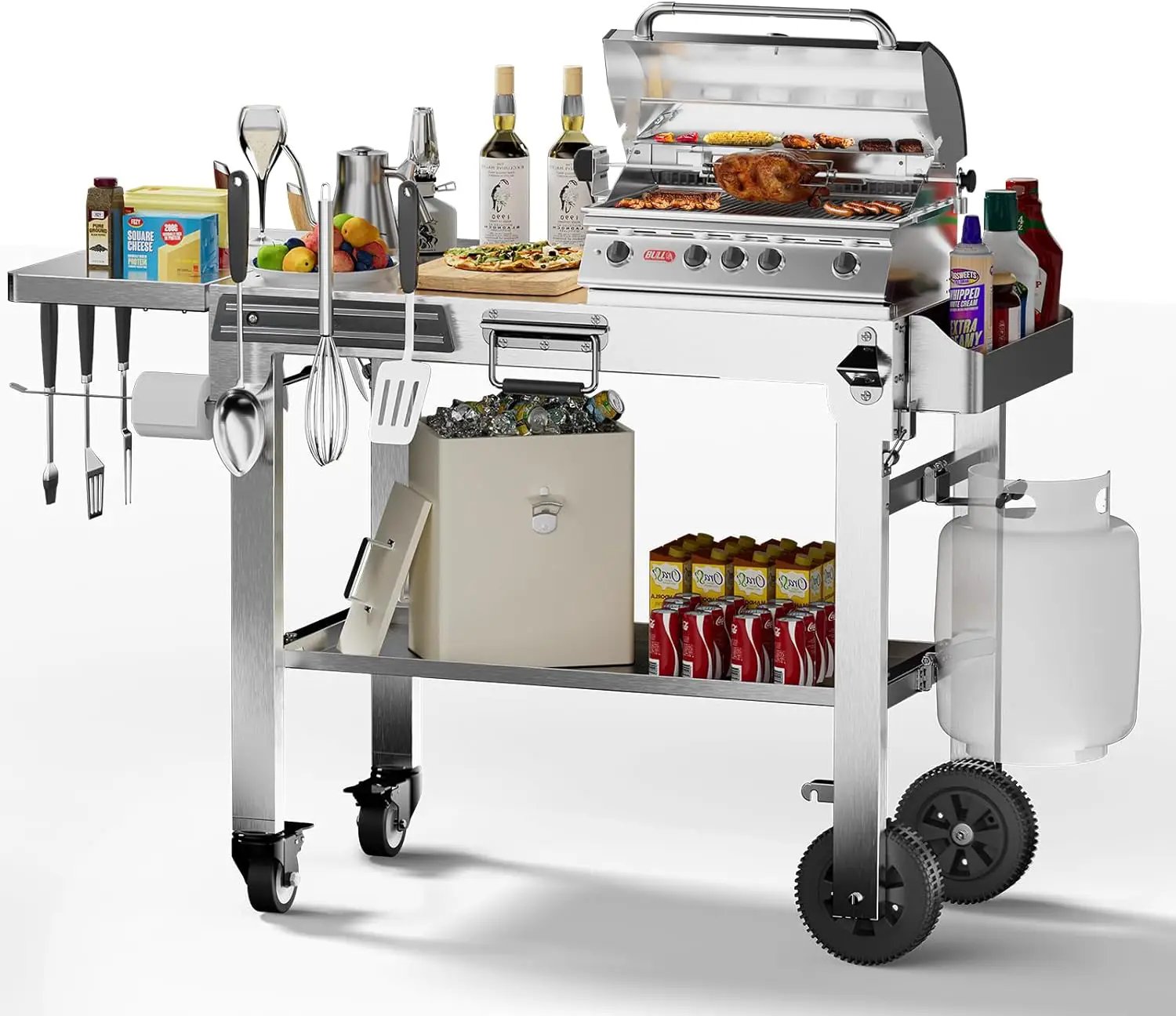 Food Grade 304 Stainless Steel BBQ Grill Table fits Tabletop Griddle, Outdoor Grill Table with 4 Foldable Legs, Portable Grill Stand for RV, Camping, Tailgating by GreenHaven Gardens
