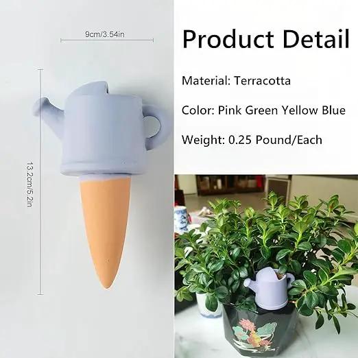 4 Pack Plant Watering Devices, Watering Can Shape Terracotta Watering Spikes, Vacation Self Watering Planter Insert, Automatic Plant Waterer for Indoor Outdoor Plants (Watering Cans) by GreenHaven Gardens