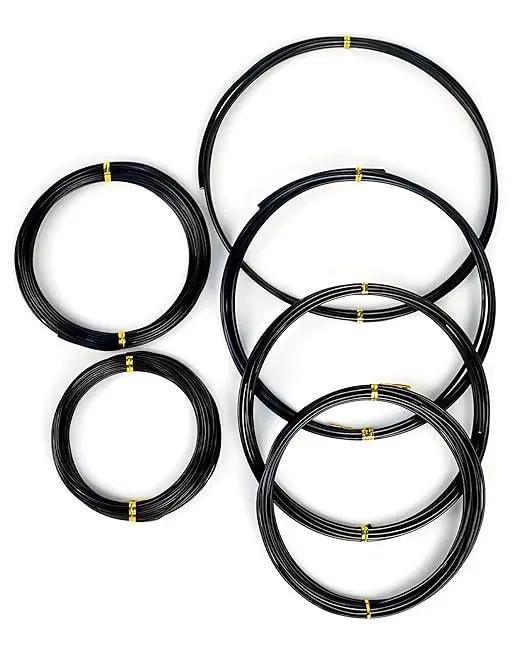Bonsai Wire, 6 Sizes of 1mm, 1.5mm, 2mm, 2.5mm, 3mm, 4mm Black Aluminum Wire, Total 152 Feet Bonsai Tool Kit, 300 Grams Bonsai Tree Wire for Bonzai Trees Indoor by MoHern by GreenHaven Gardens