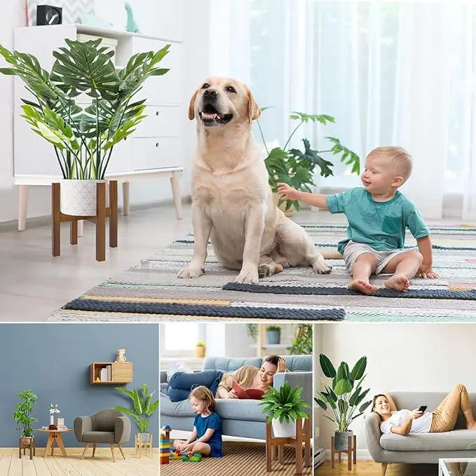 Adjustable Plant Stand Indoor,Bamboo Mid Century Modern Plants Stands, Stable Plant Holder,Fit 8 9 10 11 12 inch Pots (Pot & Plant Not Included) by GreenHaven Gardens