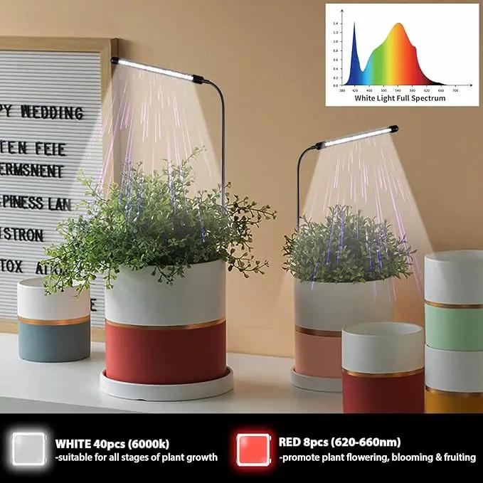 Juhefa Grow Light for Indoor Plants Growing, 6000K Full Spectrum Gooseneck Plant Lamp for Seedings Succulents Small Plants, Auto On/Off Timing & 5 Dimming, 2-Pack by GreenHaven Gardens