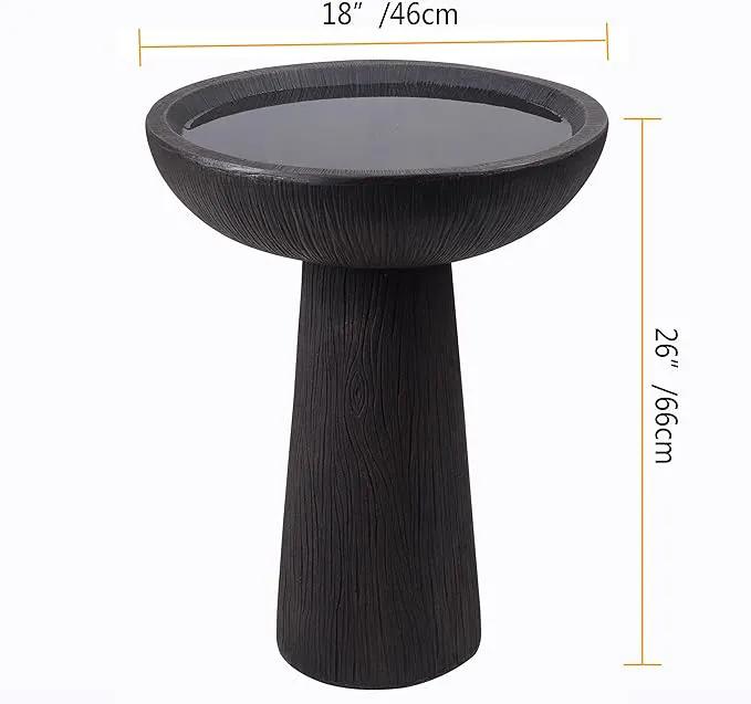 Bird Bath for Outdoor - 26'' Tall Resin Natural Wood Pattern Designt Birdbaths, Lightweight and Durable - Enhance Your Outside Garden with This Stunning Water Feature (Wood Grain) by GreenHaven Gardens