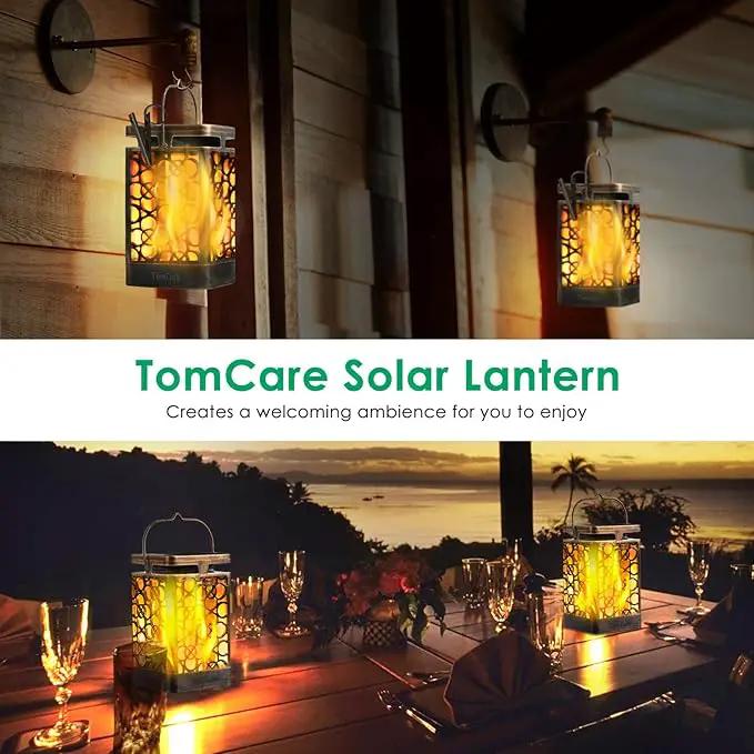 TomCare Solar Lights Upgraded Solar Lantern Flickering Flame Outdoor Hanging Lantern Decorative Lighting Solar Powered Waterproof LED Flame Umbrella Lights for Patio Garden Deck, 2 Pack(Bronze) by GreenHaven Gardens