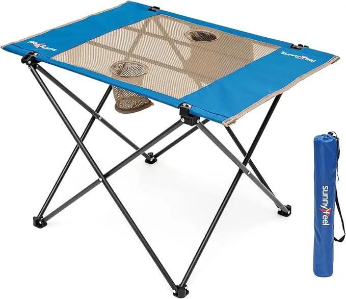 SUNNYFEEL Outdoor Folding Table | Lightweight Mesh Compact Camping Table, Roll Up Top 2 People Portable Camp Tables with Carry Bag for Picnic/Cooking/Beach/Travel/BBQ by GreenHaven Gardens