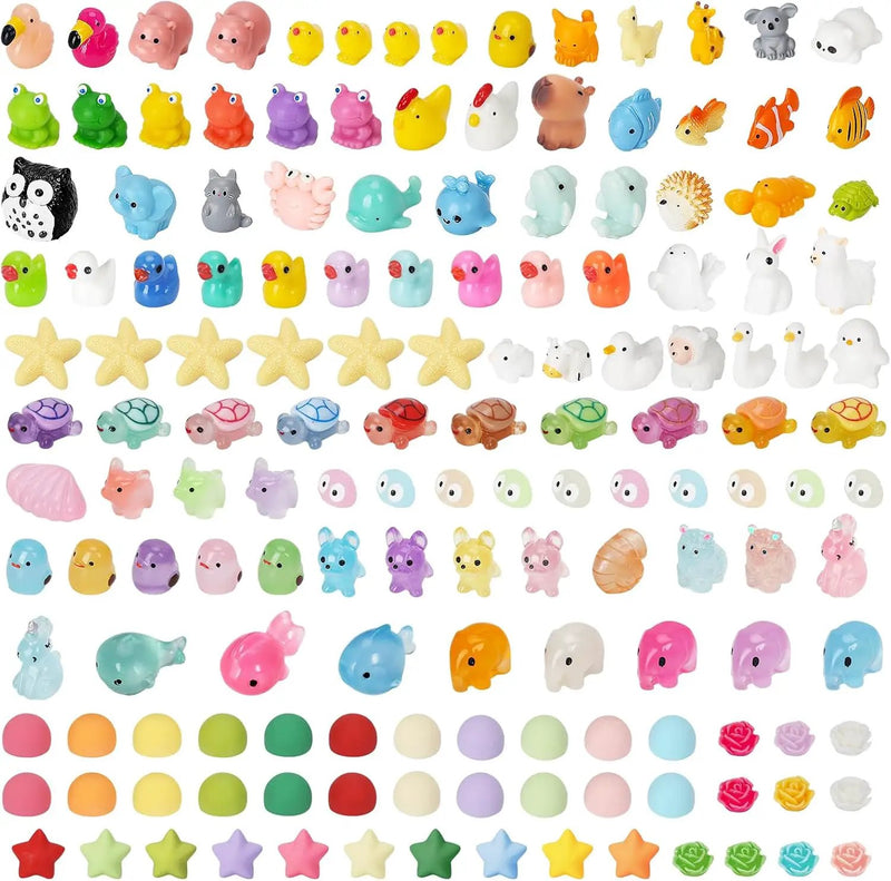 150 Pcs Mini Resin Animals, Miniature Animals to Hide Luminous Tiny Figurines Bulk Glow in The Dark Bulk for Fairy Garden Aquarium by GreenHaven Gardens