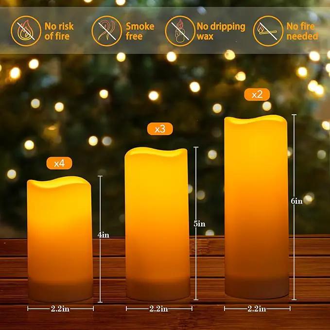 Metaku Flameless Flickering Candles Battery Operated LED Candles Set of 9 Ivory with Remote & Timer for Halloween, Christmas, Bedroom, Home, Wedding, Birthday Decoration D2.2'' x H4''5''6'' by GreenHaven Gardens