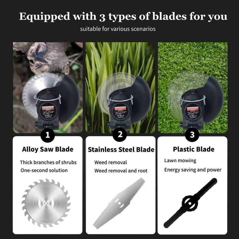 Electric Weed Wacker with Wheel, 21V Cordless Weed Eater with 2 x Batteries & 1 Charger, 3 in 1 Grass String Trimmer/Brush Cutter/Edger, Stringless Lightweight Weed Trimmer for Garden, Yard and Lawn by GreenHaven Gardens