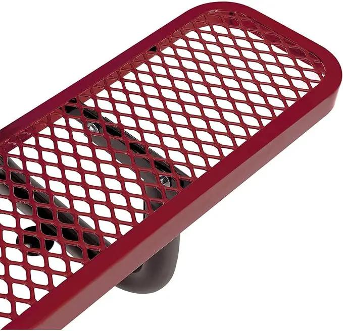 Global Industrial 8'L Rectangular Picnic Table, ADA Compliant, Expanded Metal, Red Thermoplastic Coating, Attached Benches, 1-1/2” Umbrella Pole Hole, Outdoor-Rated by GreenHaven Gardens