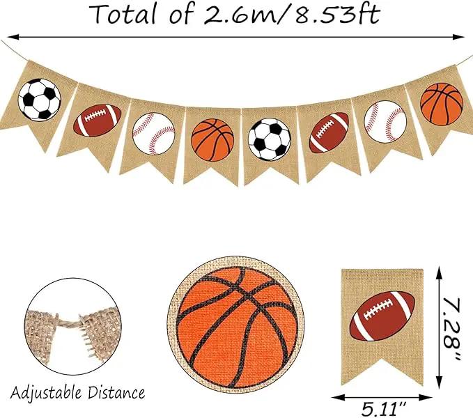 Doumeny Sports Burlap Banner Baseball Bunting Garland Sport Theme Party Hanging Banner American Football Banner Garland Basketball Soccer Banner Bunting for Birthday Baby Shower Sport Club Party Decor by GreenHaven Gardens