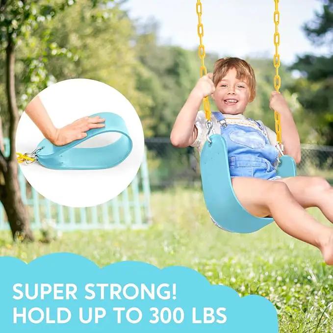 TURFEE Swing for Outdoor Swing Set - Pack of 1 Seat Replacement Kit with Heavy Duty Chains - Backyard Swingset Playground Accessories for Kids (Blue 2) by GreenHaven Gardens