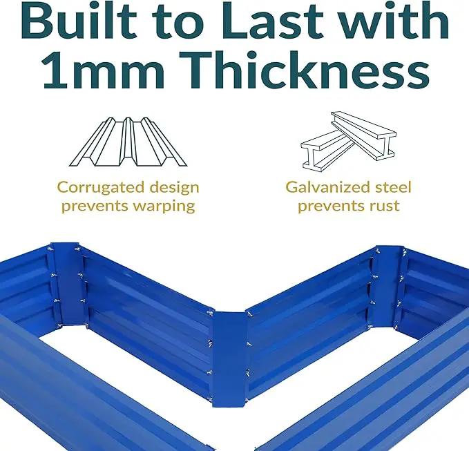 Sunnydaze Galvanized Raised Garden Bed - Metal Raised Bed for Gardening - Outdoor Planter Box for Flowers, Plants, and Vegetables - Blue - 12" L-Shaped by GreenHaven Gardens