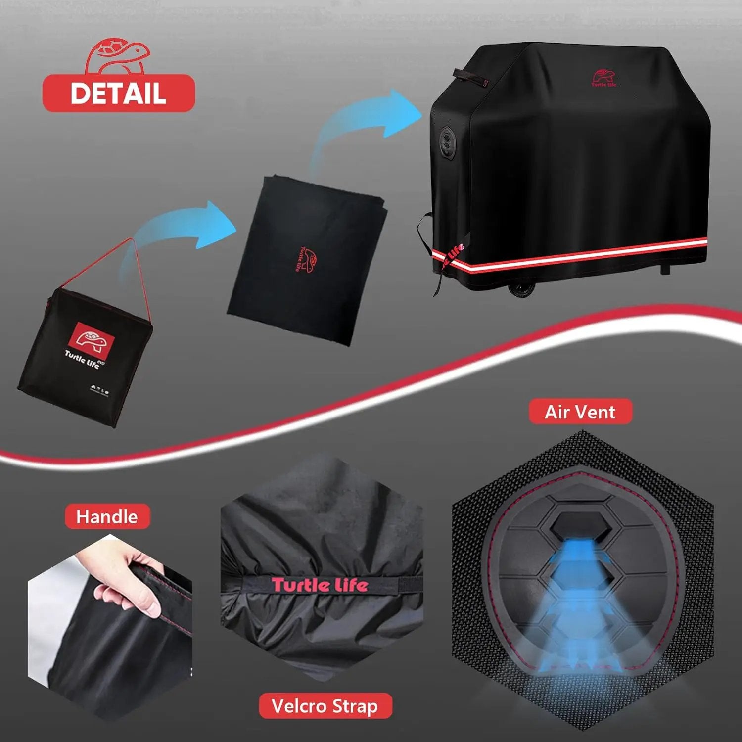 BBQ Grill Cover, 64 Inch Heavy Duty Waterproof 4-6 Burner Barbecue Gas Grill Covers for Weber Genesis Char-Broil Deluxe Royal Gourmet GA Series, Black by GreenHaven Gardens