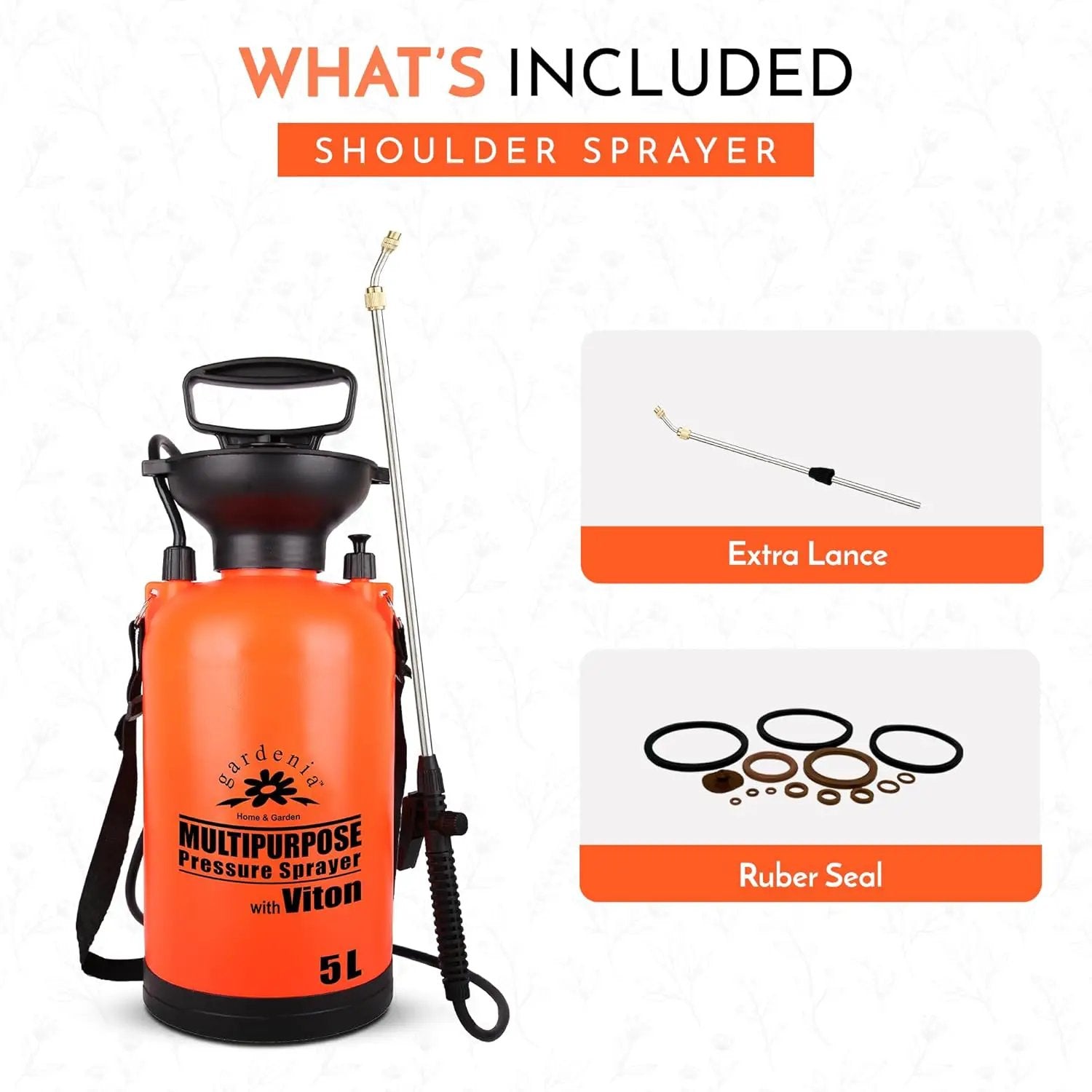 Pump Sprayer Upgraded Garden Sprayer with Viton Seals Telescopic Metal Lance, Premium Pumping Spray Bottle 5L-S with Spare Parts for Watering Plants Lawn Care & Home & Car Cleaning by GreenHaven Gardens