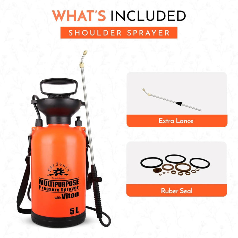 Pump Sprayer Upgraded Garden Sprayer with Viton Seals Telescopic Metal Lance, Premium Pumping Spray Bottle 5L-S with Spare Parts for Watering Plants Lawn Care & Home & Car Cleaning by GreenHaven Gardens
