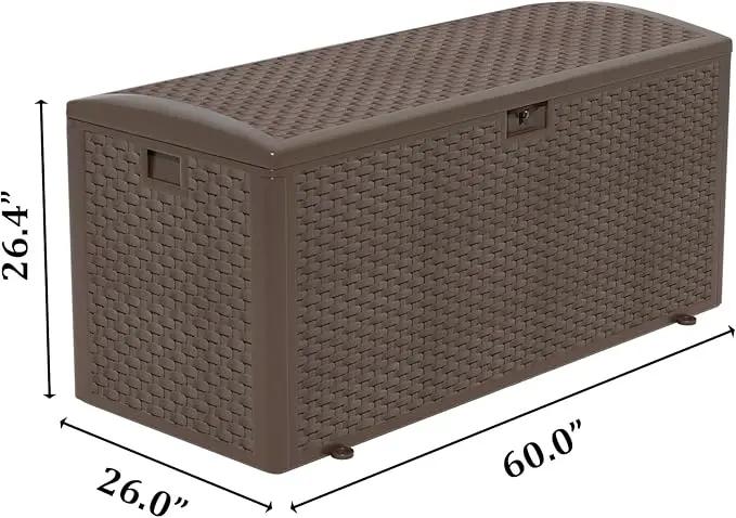 Premium Pro Edition 180 Gallon Lockable Resin Deck Box, Waterproof & UV-Resistant Outdoor Storage Box for Outdoor Cushion Storage, Garden Tools & Pool Accessories Storage, Brown by GreenHaven Gardens