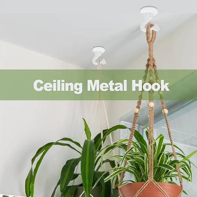 Ceiling Swag Hook Sets - Heavy Duty Hooks with Mounting Hardware for Hanging Plant, Ceiling or Extender Chains - Easy Install with Screws/Brackets (10 pcs - White) by GreenHaven Gardens