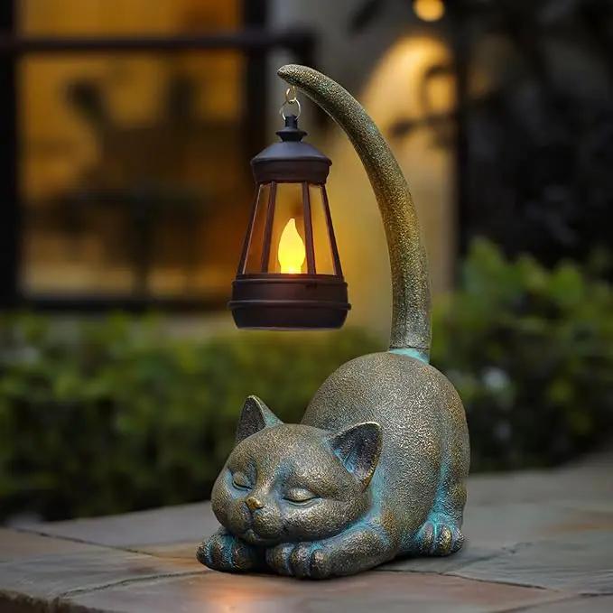 MININOVA Solar Garden Statues Cat Figurine with Solar Light Outdoor Decorations for Patio Yard Lawn Ornament Outdoor Housewarming Birthday Gift for Mom Grandma Friends by GreenHaven Gardens
