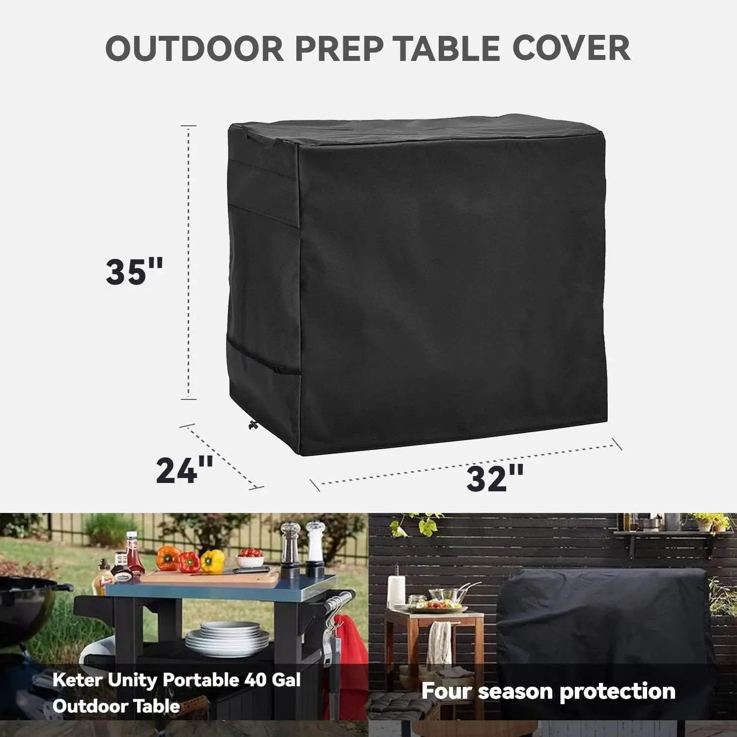 Outdoor Prep Table Cover - Heavy Duty Waterproof Cover for Ooni Medium Table and Keter Unity Small Portable Table, Compatible with 32 inch Outdoor Utility Cart and Storage Cabinet by GreenHaven Gardens