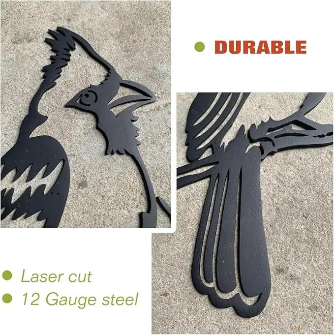 Metal Bird Christmas Cardinal Garden Decor，Tree Decor Outdoor Metal Wall Art Large，Cardinal Gifts Figurine Unique Yard Art，Garden Silhouette ，Garden Sculptures and Yard Art by GreenHaven Gardens