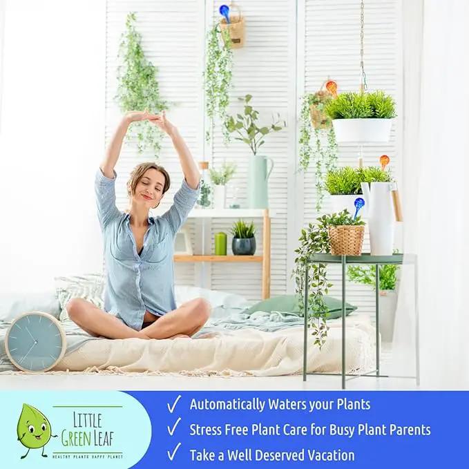 LGL Plant Watering Globes - Automatic Self Watering Globes. Decorative Self Watering Planter Inserts Made From Hand-Blown Durable Glass. Self Watering Spikes to Support Plant Health. 4 Pack, Small. by GreenHaven Gardens