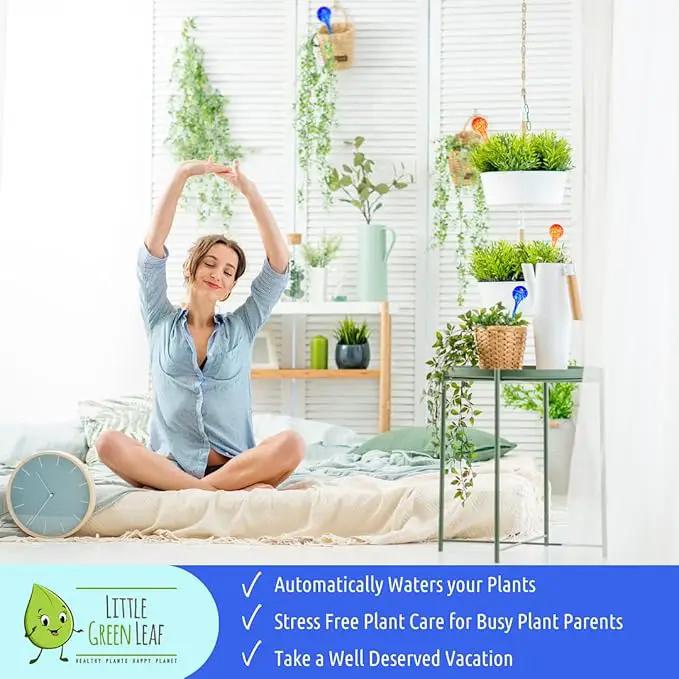 LGL Plant Watering Globes - Automatic Self Watering Globes. Decorative Self Watering Planter Inserts Made From Hand-Blown Durable Glass. Self Watering Spikes to Support Plant Health. 4 Pack, Jumbo. by GreenHaven Gardens