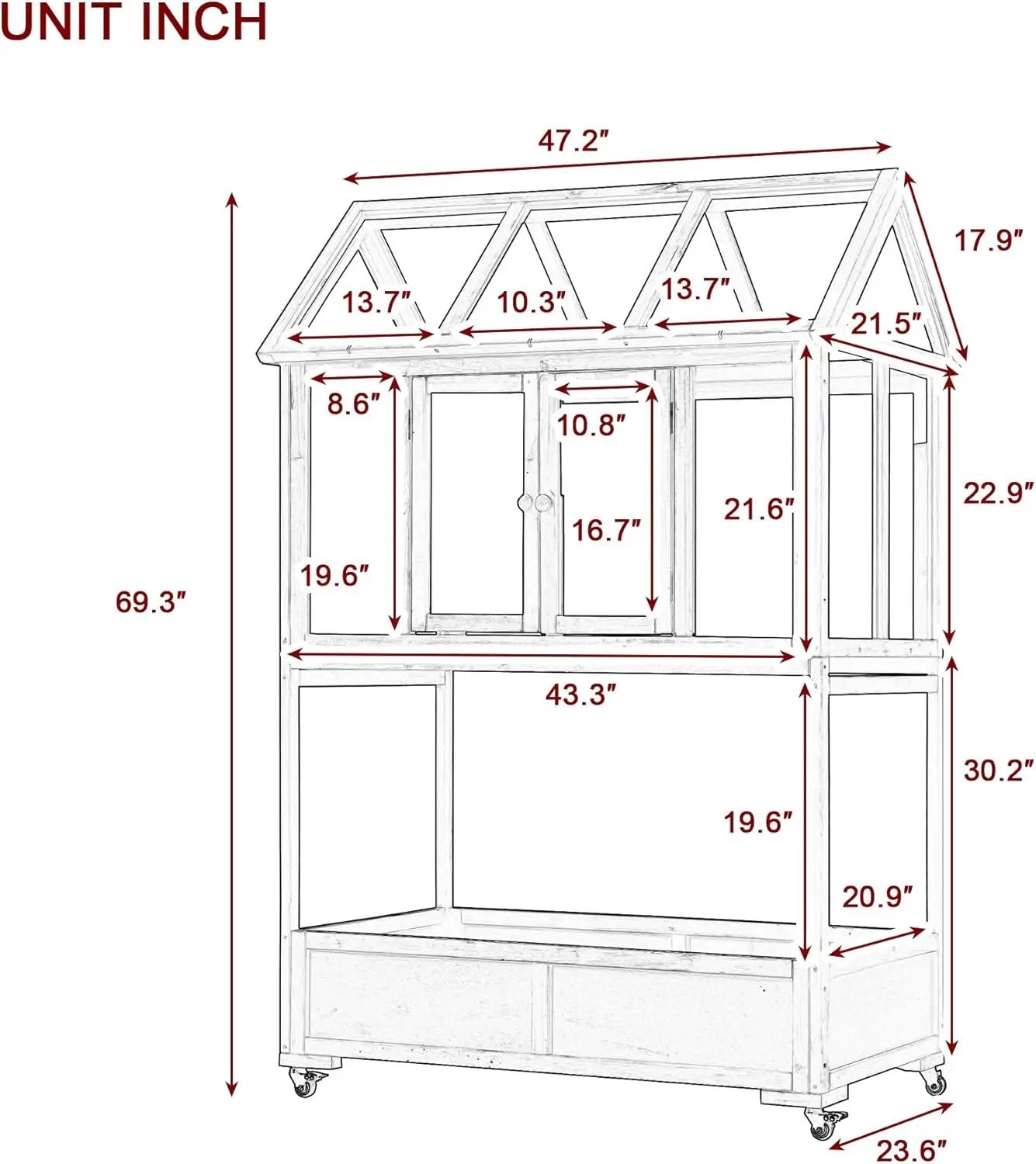 Greenhouse Cold Frames with Wheels - Adjustable Shelves Portable Cold Frame for Balcony/Patio, UV-Resistant Indoor Outdoor Plant Growing Cabinet (Large, Heavy-Duty) (White) by GreenHaven Gardens