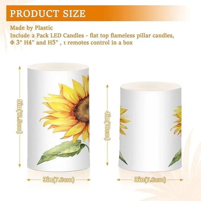 Flickering Flameless Candles, Beautiful Sunflower LED Candles with Remote Timer, Set of 2 Battery Operated Candle for Valentine Wedding Birthday by GreenHaven Gardens