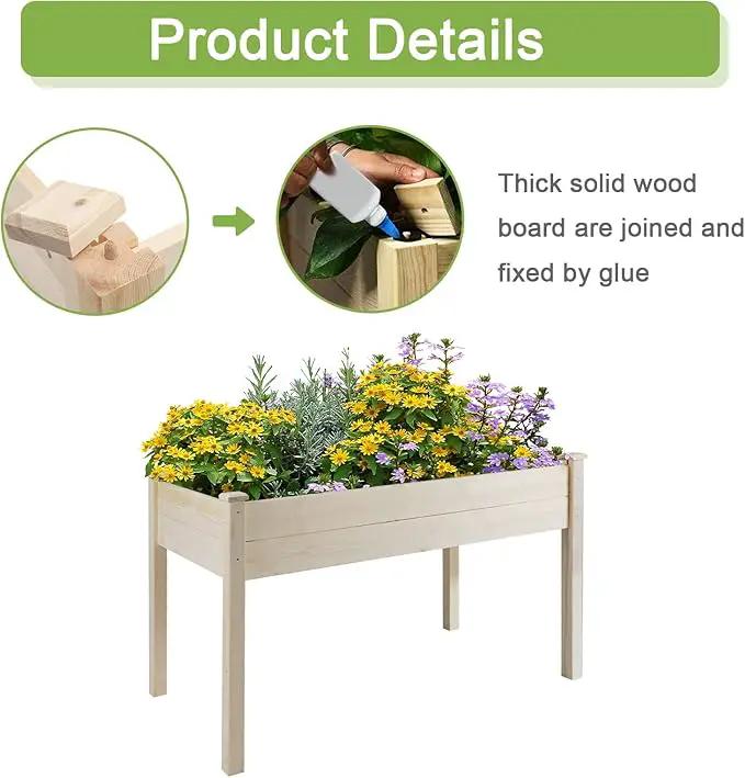 Crownland Outdoor 4 ft Stand-up Raised Garden Bed Wooden Garden Box for Backyard, Vegetables Herbs Flowers Planter, Suitable Elevated by GreenHaven Gardens