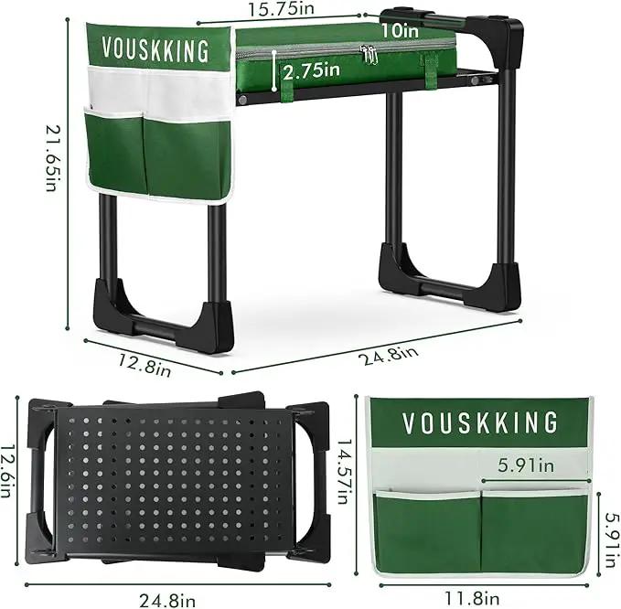 New Upgrade Foldable Garden Kneeler and Seat,Thicker Wider Softer Garden Kneeler with Straps,350lbs Heavy Duty Garden Stool with Tool Bag, Gardening Gift for Women and Men Green by GreenHaven Gardens