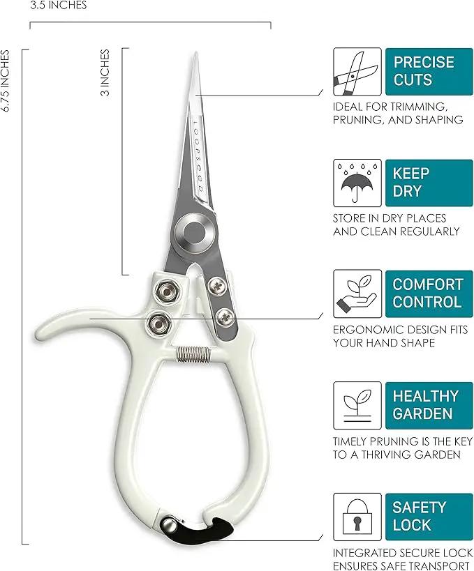 Plant Pruning Shears with Vegan Leather Sheath Garden Trimming Scissors with Belt Holster Bonsai Trimmers Herb Snips Flower Clippers Garden Tools 2 Piece Bundle (White & Black) by GreenHaven Gardens