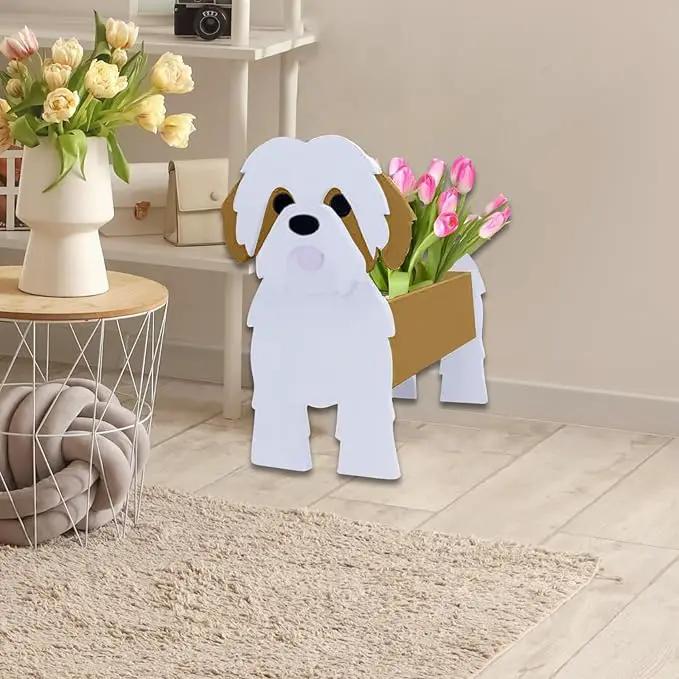 Brown Shih Tzu Dog Planter Plant Pots,Cute Garden Dog Flower Planter,Dog Planters Birthday Gifts for Women,Office,Indoor/Outdoor Decor（9.45in*8.98 * 13.5in） by GreenHaven Gardens