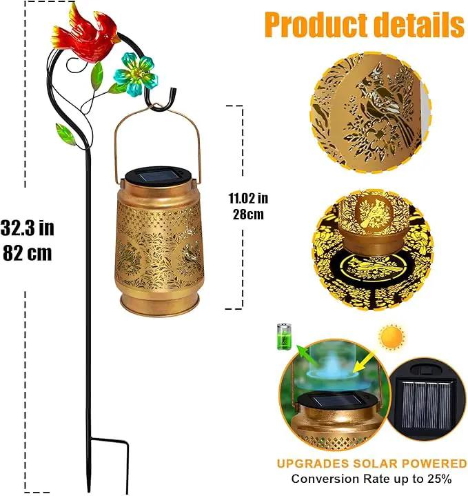 2 Pack Solar Lanterns Outdoor Waterproof,Cardinal Solar Lights Garden Decor Gifts for Mom Women Grandma Decoration Outside for Yard, Patio,Backyard,Porch by GreenHaven Gardens