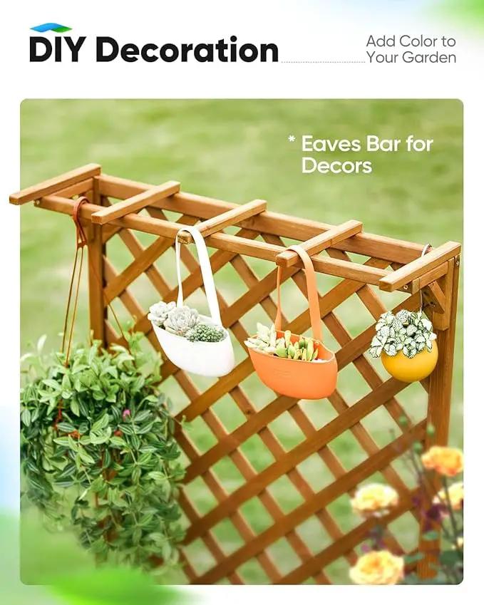 Quictent Raised Garden Bed Wood Planter Box with Lattice Trellis for Vine Climbing Plants Flower Free-Standing, for Patio Garden Indoor Outdoor 25x12x48 in by GreenHaven Gardens