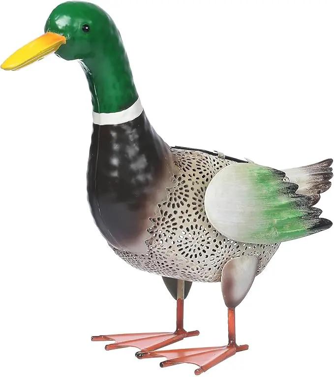 Metal Outdoor Duck,with Solar Light Duck Ornament, Metal Mallard Sculptures, for Backyard Patio Decor and Garden Lawn Decor, Mother's Day and Father's Day Gifts9.8H (Mallard) by GreenHaven Gardens