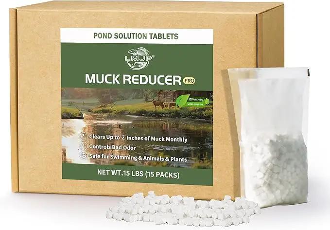 Muck Reducer - 15LB Natural Sludge Solution Tablets for Ponds & Lakes, Away Muck & Odor Control, Safe for Aquatic Life, Wildlife & Recreation, Treats Up to 90,000 Sq Ft by GreenHaven Gardens