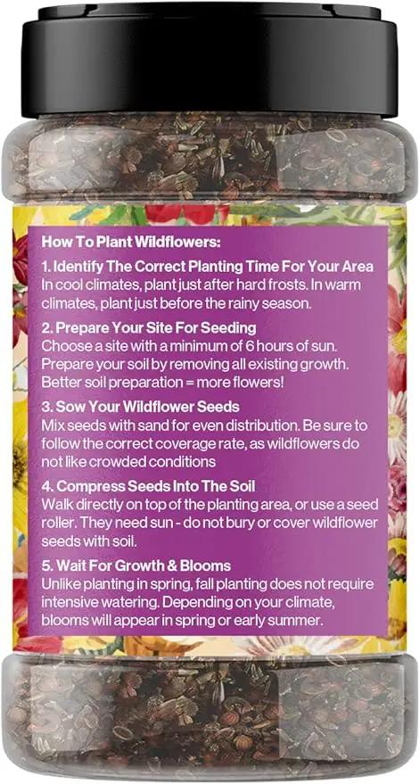 Mini Wildflower Seed Shaker - Bird & Butterfly Garden Seed Mix | 60,000+ Annual & Perennial Flower Seeds for Planting - Attracts Hummingbirds & Butterfly | No Messy Bags or Packets by GreenHaven Gardens