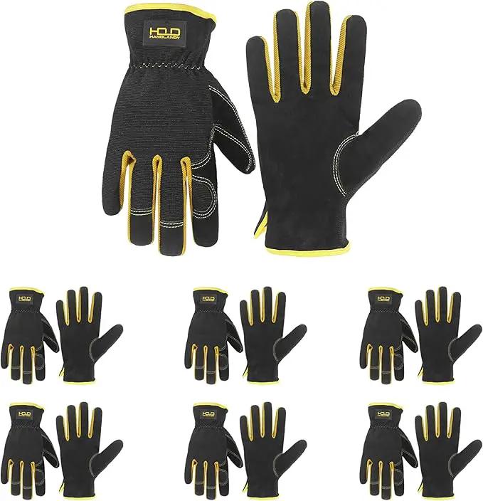 HANDLANDY Leather Work Gloves for Men & Women, Reinforced Durable Garden Gloves, Cowhide Working Glove for Gardening by GreenHaven Gardens