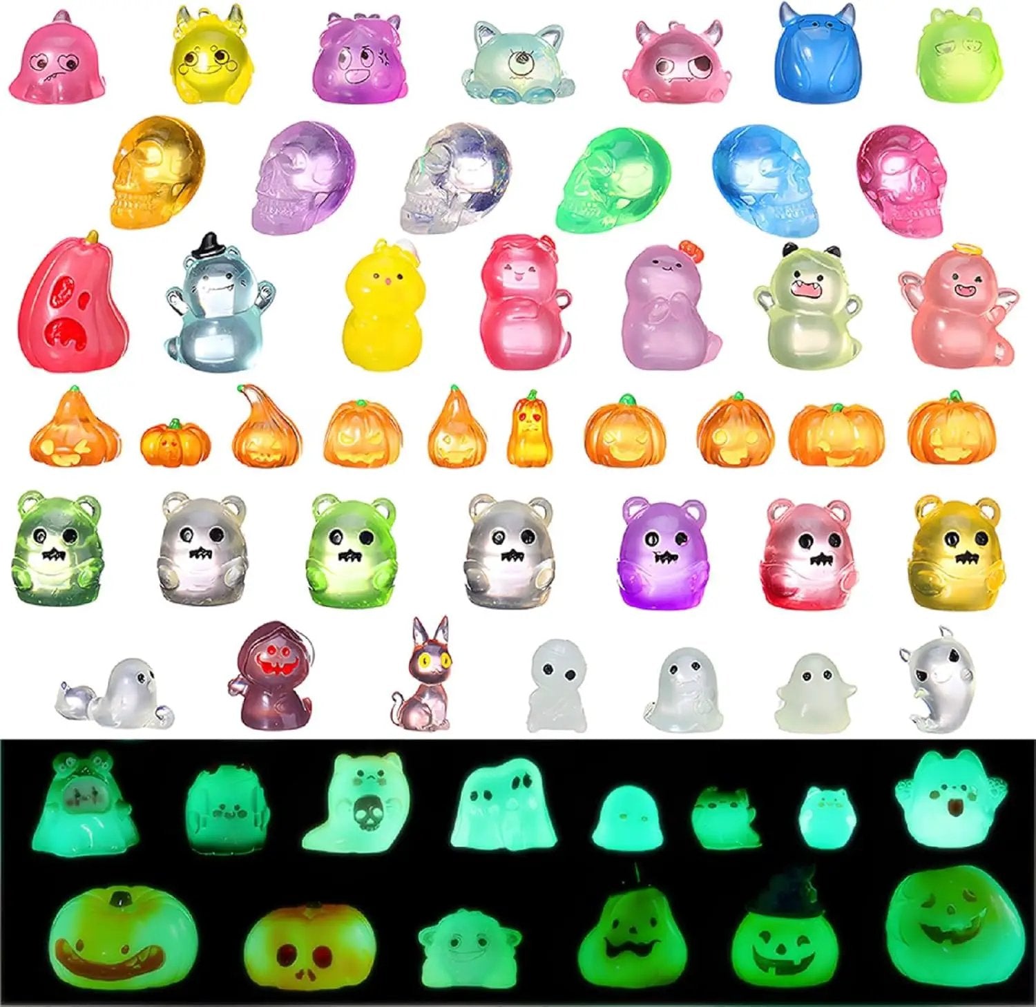 58 Pcs Luminous Mini Figures Glow in Dark Tiny Resin Figures Set Fairy House Diorama Accessories Ornament for Garden Dollhouse Craft DIY by GreenHaven Gardens